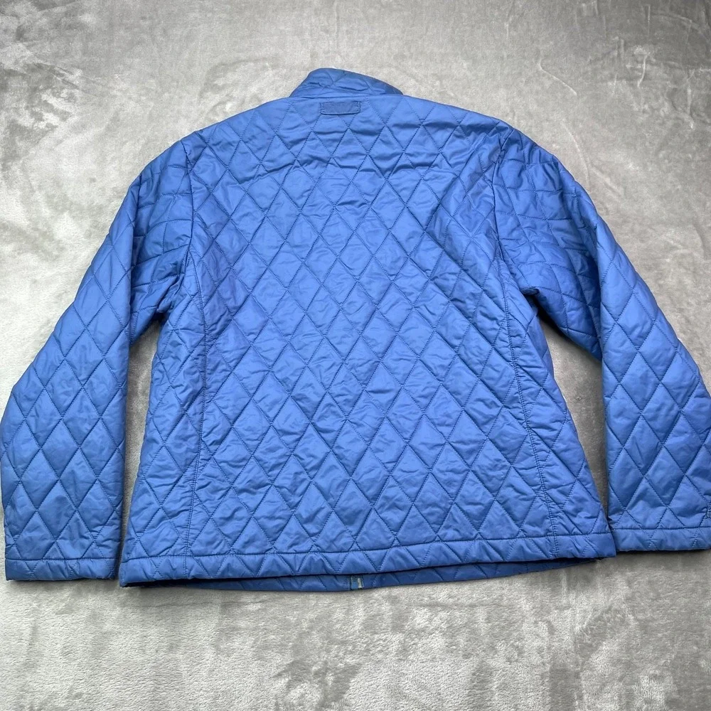 Lands End Quilted Full Zip Jacket Womens Large Blue Thermolite Puffer - Picture 2 of 14